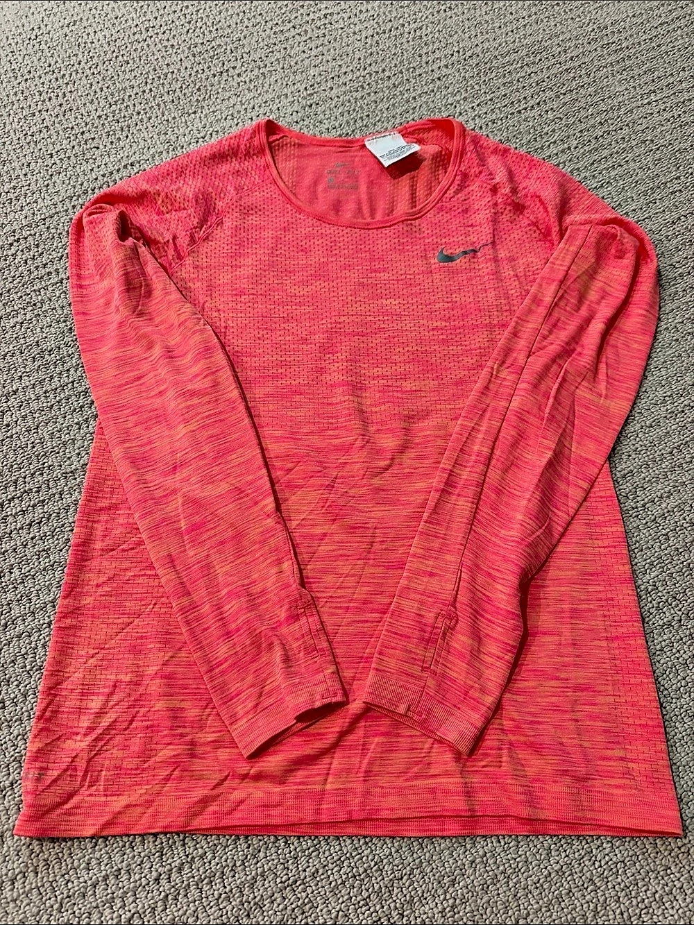 Nike Dri-FIT Long Sleeve Athletic Shirt Pink Size Medium